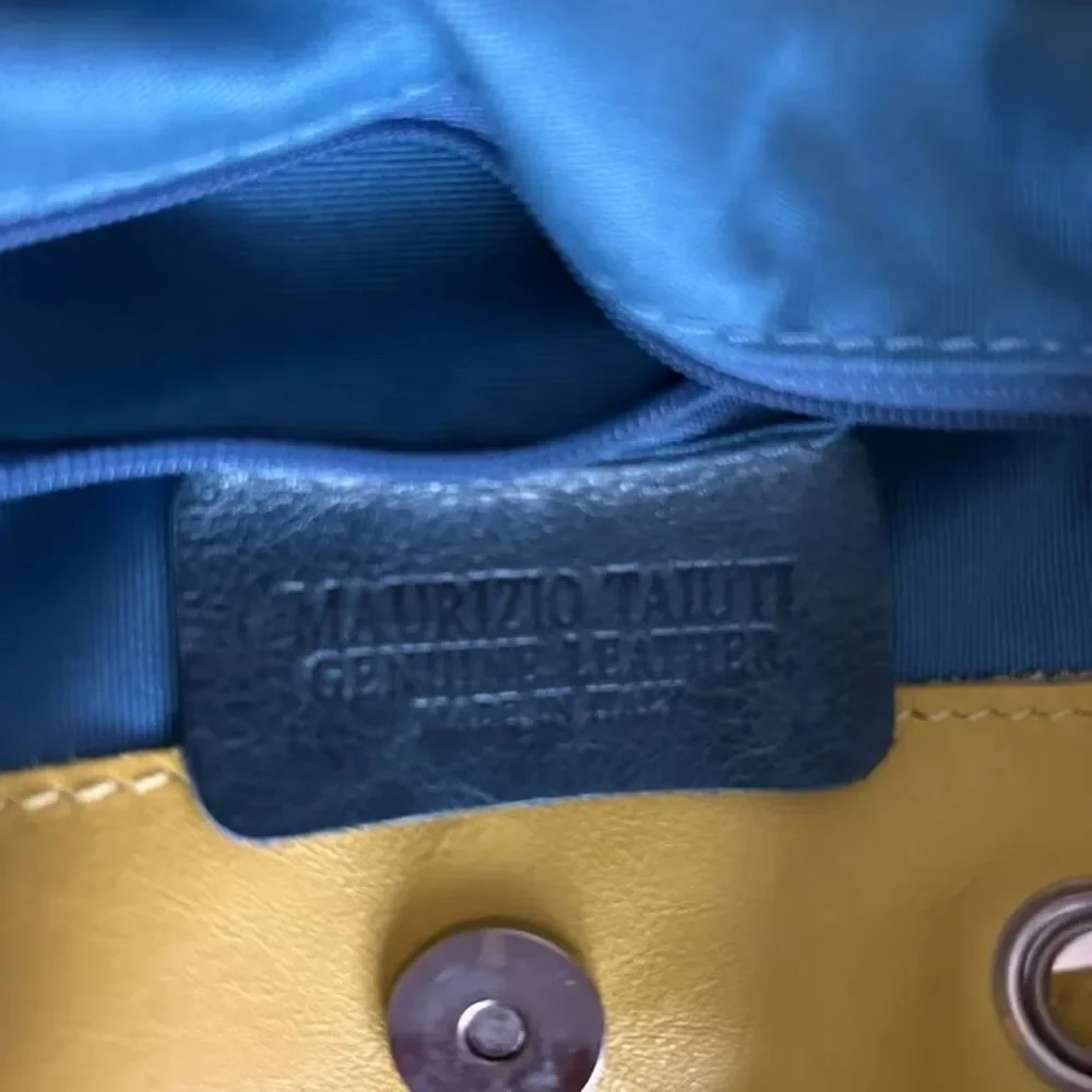 Maurizio Taiuti Italian Leather Tote Bag Yellow Snakeskin Embossed Tassel Womens